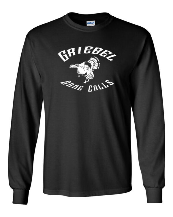 A black long sleeve shirt with the name of griebel and some white lettering.